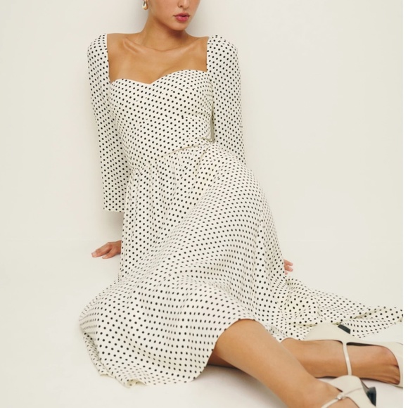Reformation Dresses & Skirts - NWT Reformation Inori Midi French Dress - Eclipse Dot